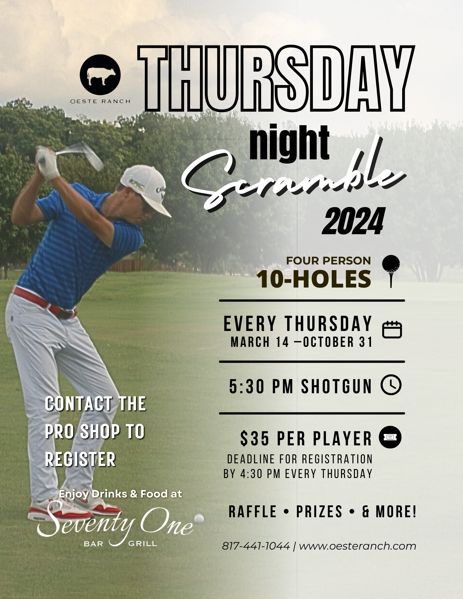 Thursday Night Scramble, golfer, March 14 - October 31, Oeste Ranch